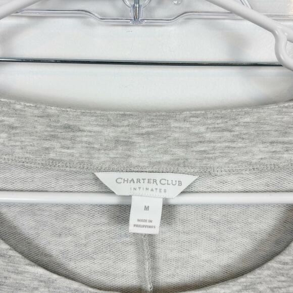 Charter Club Women's Floral Embroidered Pajama Set Grey Size Medium - Picture 6 of 8